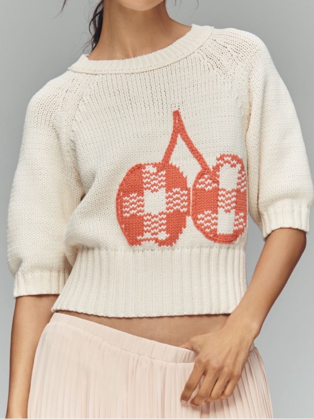 Maeve by ANTHROPOLOGIE Elbow-Sleeve Cotton-Blend Crew Pullover | NWT SIZE SMALL
